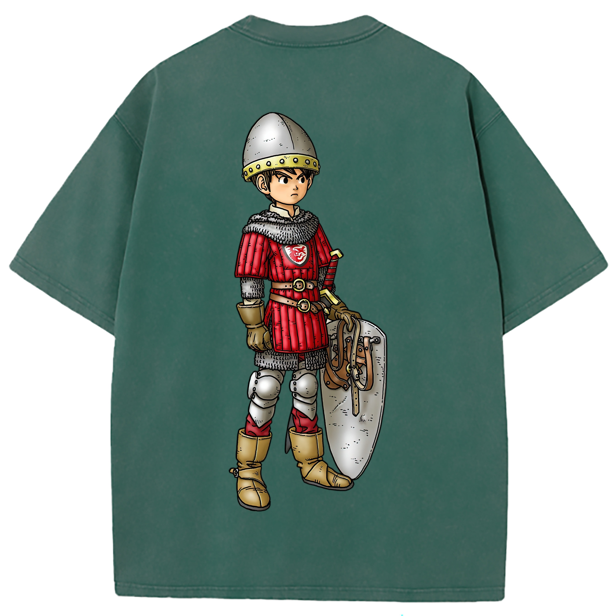 （画像用） ドラゴンクエスト Doragon Kuesuto Dragon Quest 綿100% ヴィンテージ風 半袖Tシャツ（背面プリント）